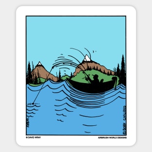 Fisherman Boating Out On The Lake Fishing Novelty Gift Sticker